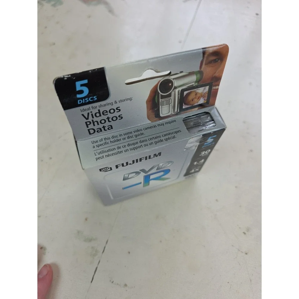5 Disc Pack Fujifilm DVD-R Camcorder 1.4 GB / 30 Min 4X / For Videos Photos Data